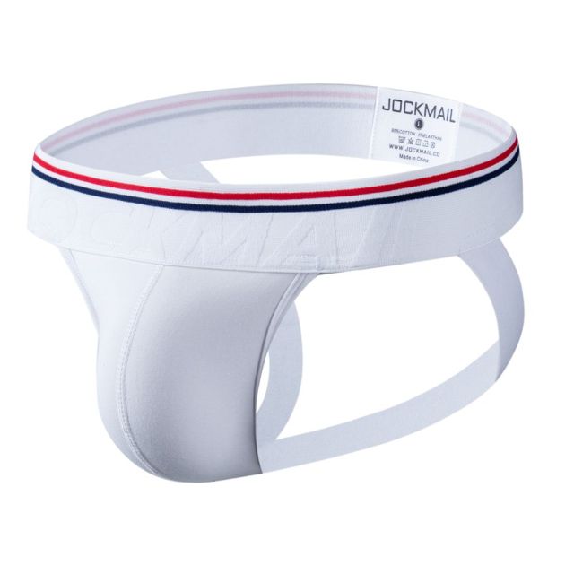 jockmail Men Jockstrap Athletic Supporters Cotton Black White Low Rise Stretch Performance Sport Gym Underwear U Convex Pouch