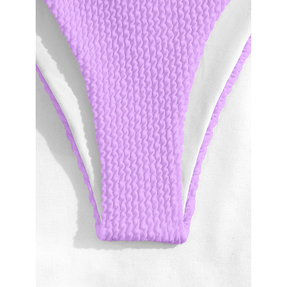 Sexy Plain Rib Bikini Swimwear Women Swimsuit Female Thong Bikinis Set 2 Piece Bathing Suit Woman for maillot de bain femme