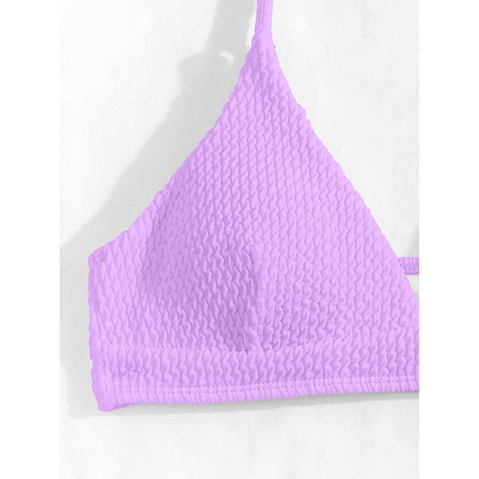 Sexy Plain Rib Bikini Swimwear Women Swimsuit Female Thong Bikinis Set 2 Piece Bathing Suit Woman for maillot de bain femme