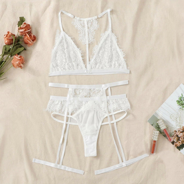 Women underwear set classic brand women sexy lace transparent underwear bra panty set thong sexy one-piece underwear