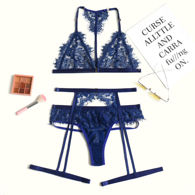 Women underwear set classic brand women sexy lace transparent underwear bra panty set thong sexy one-piece underwear