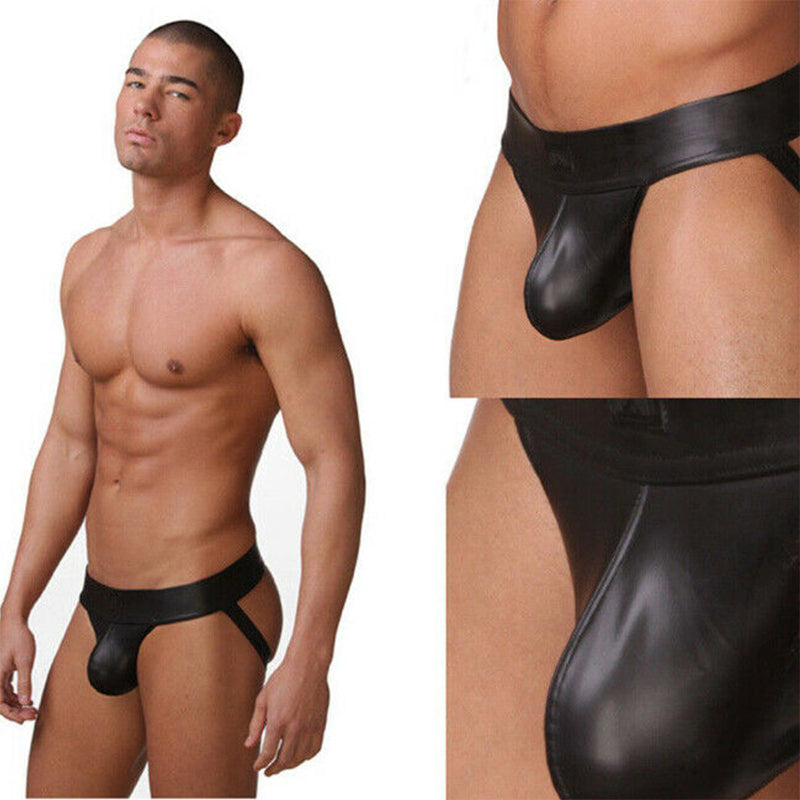 Underwear Men Jockstrap Faux Leather Gay Erotic Panties Sexy Lingerie Hot Sexy Male&#39;s Thongs