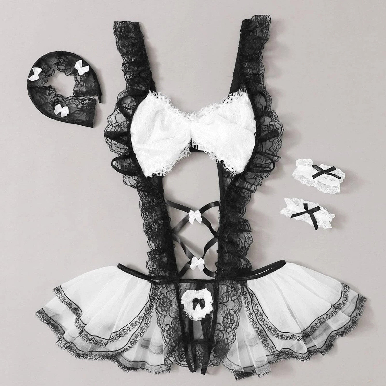 Hot Sexy Lace Maid Servant Costume Set French Sex Lady Dress Women Lingerie Black White Porn Cosplay Lolita Erotic Uniform Apron