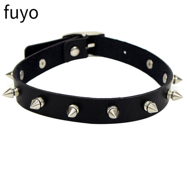 Sexy Goth Choker Necklace Men Punk Rock Heart Geometry PU Necklace For Women Choker Gothic Bondage Goth Jewelry Chocker Neck