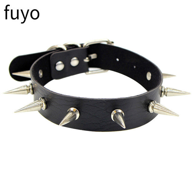 Sexy Goth Choker Necklace Men Punk Rock Heart Geometry PU Necklace For Women Choker Gothic Bondage Goth Jewelry Chocker Neck