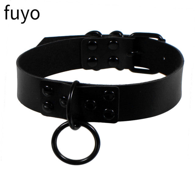Sexy Goth Choker Necklace Men Punk Rock Heart Geometry PU Necklace For Women Choker Gothic Bondage Goth Jewelry Chocker Neck