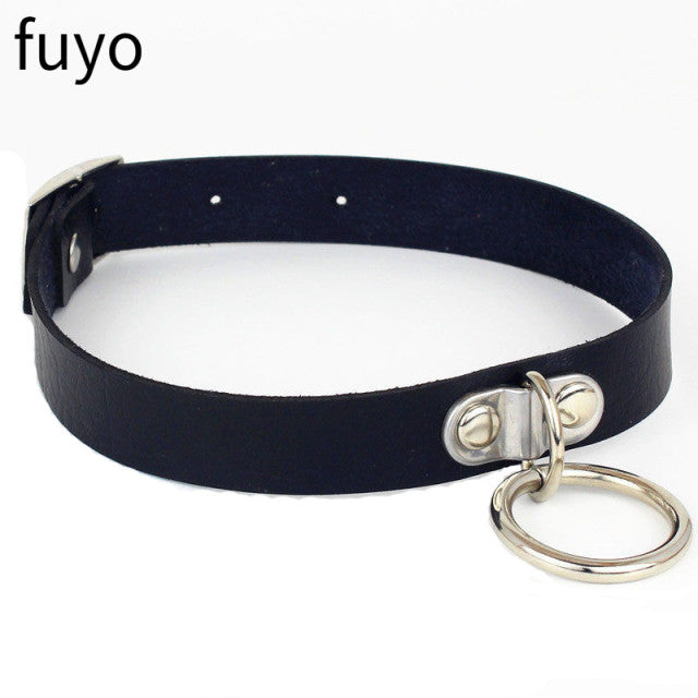Sexy Goth Choker Necklace Men Punk Rock Heart Geometry PU Necklace For Women Choker Gothic Bondage Goth Jewelry Chocker Neck