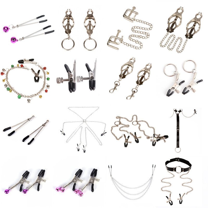21 style 1 pair Sexy Nipple Clamps Labia Breast Nipple Clamps With Chain Clips Slave Fetish Erotic Toys bdsm Sex toys For women