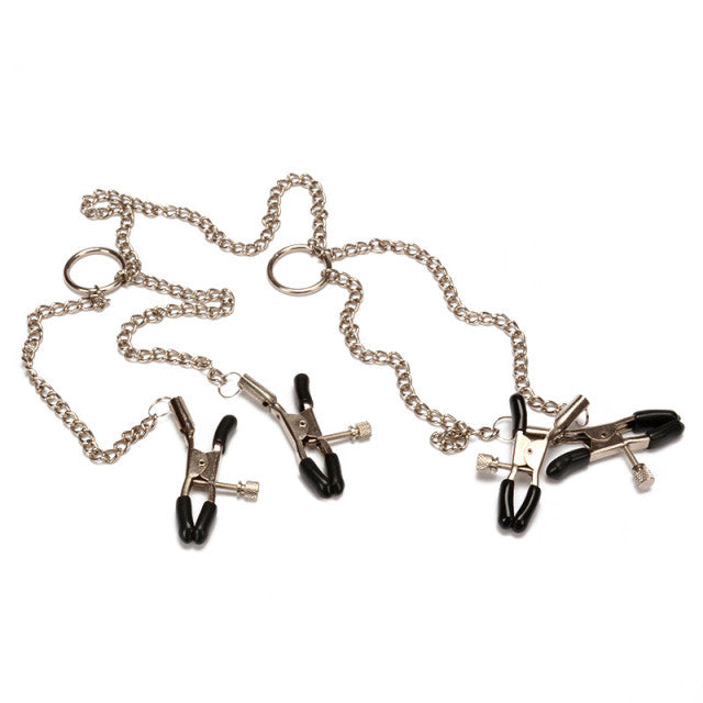 21 style 1 pair Sexy Nipple Clamps Labia Breast Nipple Clamps With Chain Clips Slave Fetish Erotic Toys bdsm Sex toys For women