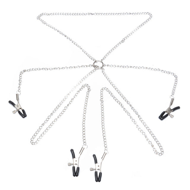 21 style 1 pair Sexy Nipple Clamps Labia Breast Nipple Clamps With Chain Clips Slave Fetish Erotic Toys bdsm Sex toys For women
