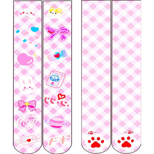 Cute Rabbit Strawberry Over The Knee Stockings Cartoon Cat Paw Print Lady Sexy Long Tube Thigh Stockings Girl Lolita Cosplay