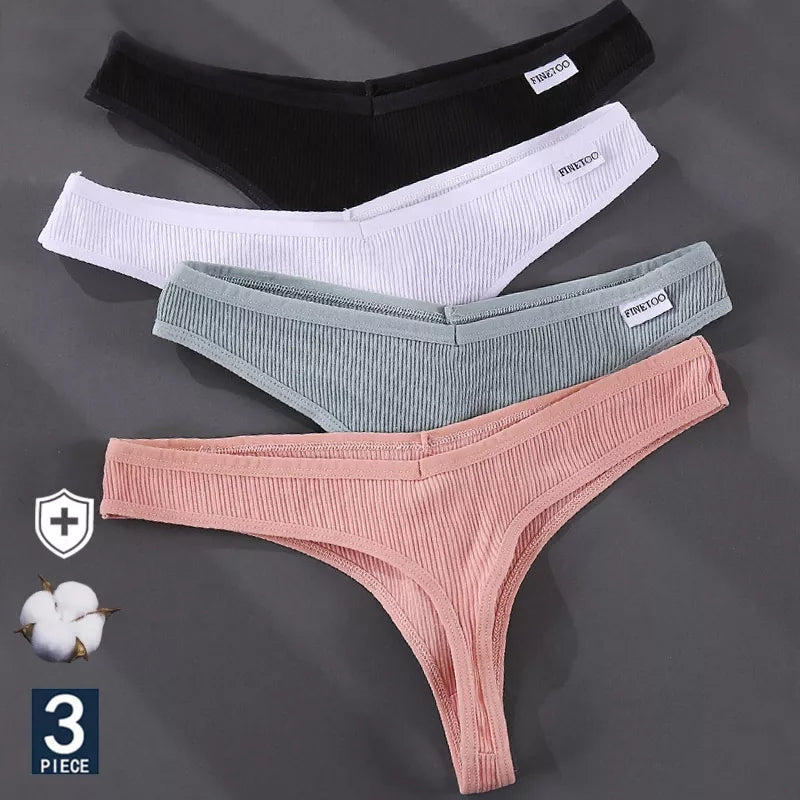3PCS/Set G-string Panties Cotton Women&#39;s Underwear Sexy Panties