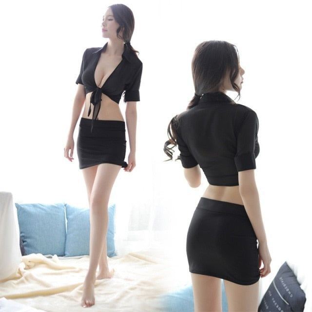 Sexy Policewoman Costume Officer Ladies Roleplay Fancy Dress Adult Cops Flight Attendant Uniform Sexy Skirt for Sex