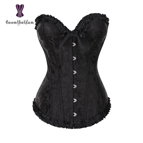 Green Apricot Red White Purple Steampunk Korset Women Lingeries  Dance Wearing Costumes Floral Lace Boned Corsets And Bustiers