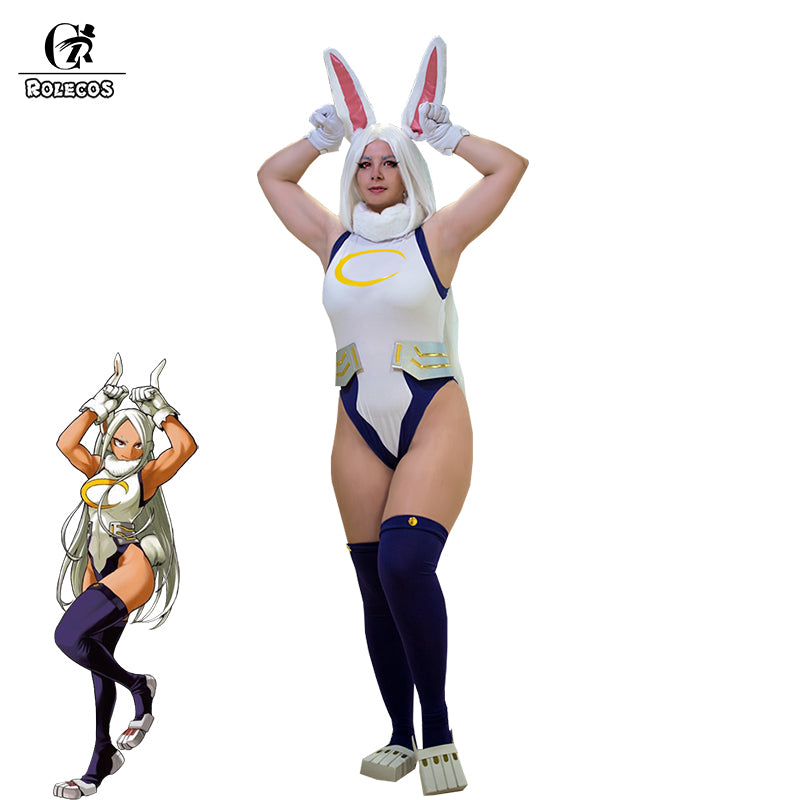 ROLECOS MHA Cosplay Costume Rabbit Hero Miruko Sexy Jumpsuit BNHA Bunny Girl Cosplay Rompers Suit