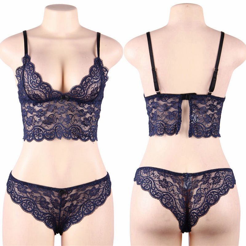 Comeondear Satin Pajama Sets Large Size Sexy Woman Nightie Lace Lingerie Costumes Sets Ladies Nightwear Floral Transparent Top