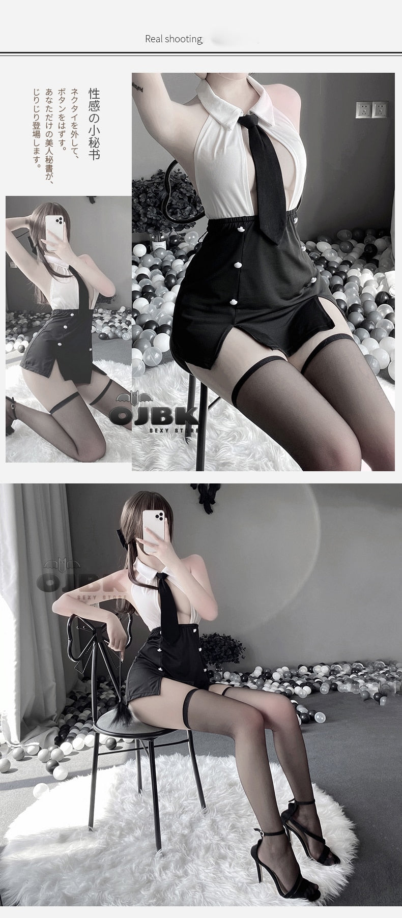 Women Sexy Lingerie Open Chest Pencil Skirt Office Lady Erotic Cosplay Costumes Outfits White Black Seductive Secretary Uniform