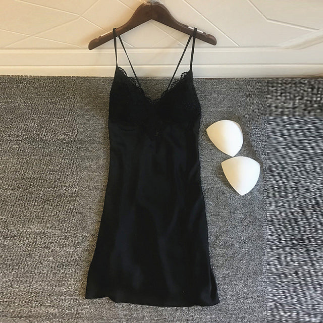 Sex Lingerie Women Nightie Lace V Neck Sexy Night Dress Flowers Print Sleepwear Spaghetti Strap Sexy Backless Nightgowns