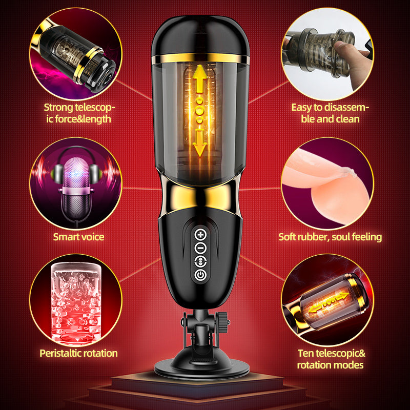 Automatic Male Masturbator 10*10 Modes Telescopic Rotation Soft Silicone Vagina Pocket Adult Masturbation Cup sex toys for men