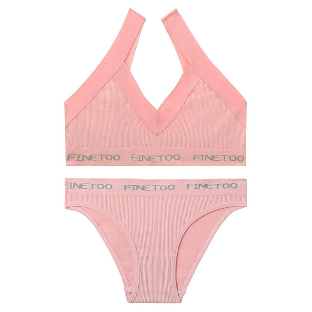 FINETOO Women Seamless Bra Set Bralette Crop Top Fitness Underwear