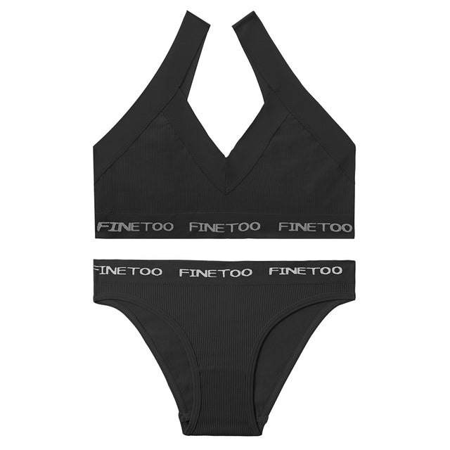 FINETOO Women Seamless Bra Set Bralette Crop Top Fitness Underwear
