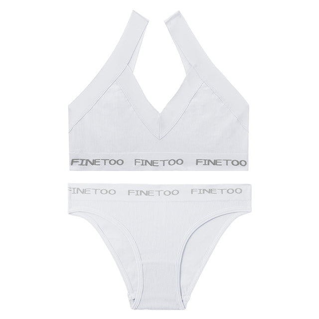FINETOO Women Seamless Bra Set Bralette Crop Top Fitness Underwear