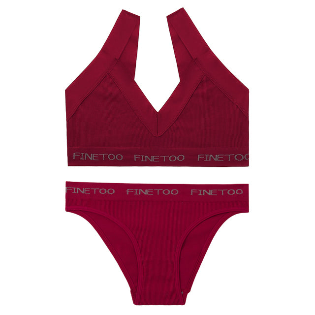 FINETOO Women Seamless Bra Set Bralette Crop Top Fitness Underwear
