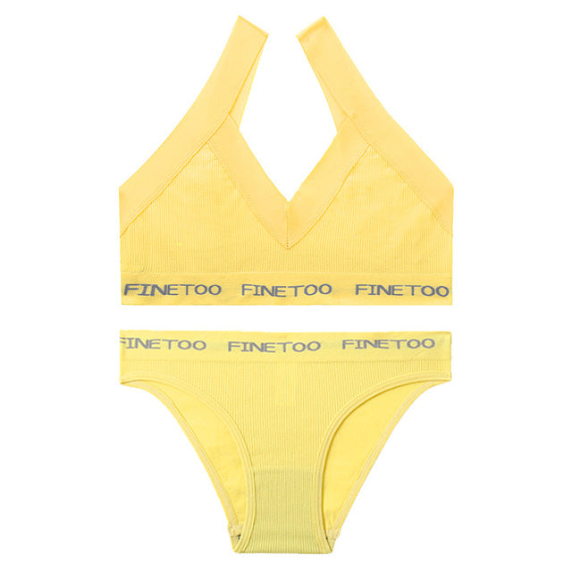 FINETOO Women Seamless Bra Set Bralette Crop Top Fitness Underwear