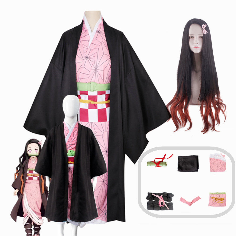 Anime Demon Slayer Kimetsu no Yaiba Kamado Nezuko Kimono Cosplay Costume Clothes