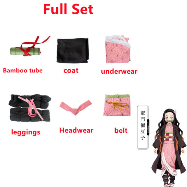 Anime Demon Slayer Kimetsu no Yaiba Kamado Nezuko Kimono Cosplay Costume Clothes
