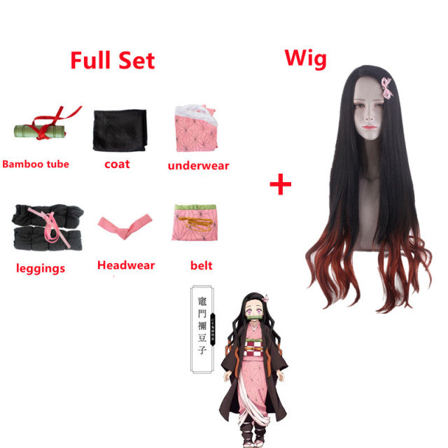 Anime Demon Slayer Kimetsu no Yaiba Kamado Nezuko Kimono Cosplay Costume Clothes