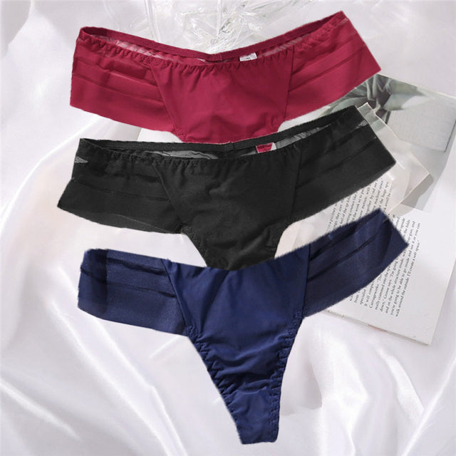 3PCS/Set Perspective G-String Sexy Low Waist Underwear Women See-Through Underpants Girls Intimates Lingerie Women Panties