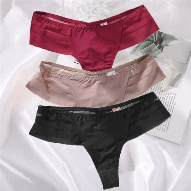3PCS/Set Perspective G-String Sexy Low Waist Underwear Women See-Through Underpants Girls Intimates Lingerie Women Panties