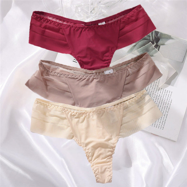 3PCS/Set Perspective G-String Sexy Low Waist Underwear Women See-Through Underpants Girls Intimates Lingerie Women Panties