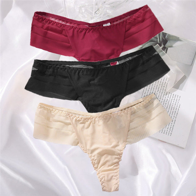 3PCS/Set Perspective G-String Sexy Low Waist Underwear Women See-Through Underpants Girls Intimates Lingerie Women Panties