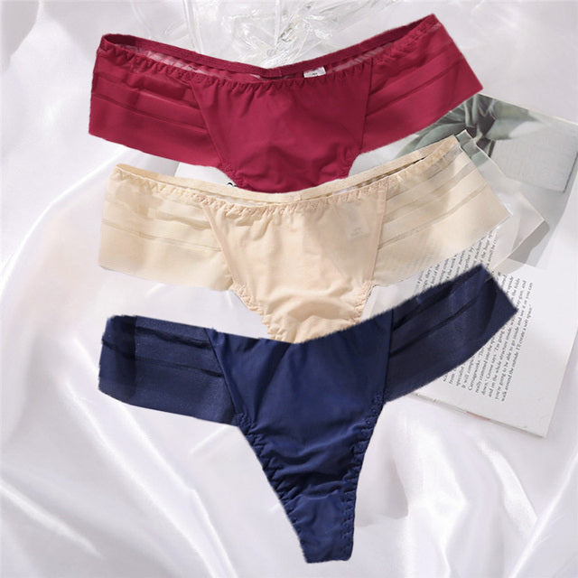 3PCS/Set Perspective G-String Sexy Low Waist Underwear Women See-Through Underpants Girls Intimates Lingerie Women Panties