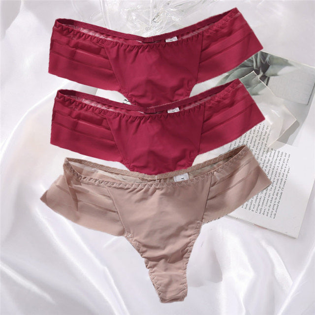 3PCS/Set Perspective G-String Sexy Low Waist Underwear Women See-Through Underpants Girls Intimates Lingerie Women Panties