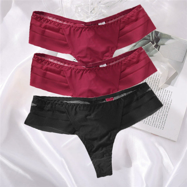 3PCS/Set Perspective G-String Sexy Low Waist Underwear Women See-Through Underpants Girls Intimates Lingerie Women Panties
