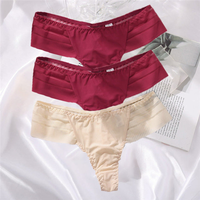 3PCS/Set Perspective G-String Sexy Low Waist Underwear Women See-Through Underpants Girls Intimates Lingerie Women Panties