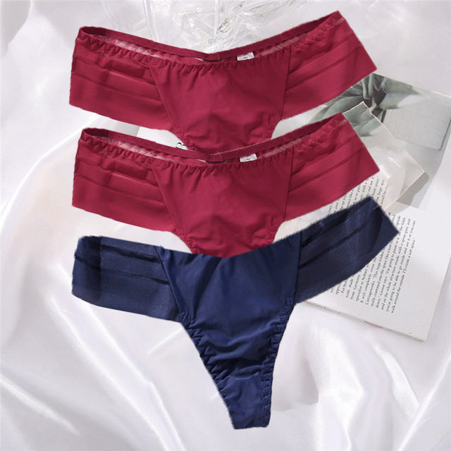 3PCS/Set Perspective G-String Sexy Low Waist Underwear Women See-Through Underpants Girls Intimates Lingerie Women Panties