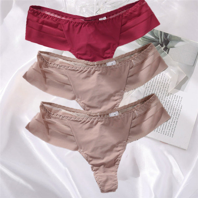 3PCS/Set Perspective G-String Sexy Low Waist Underwear Women See-Through Underpants Girls Intimates Lingerie Women Panties