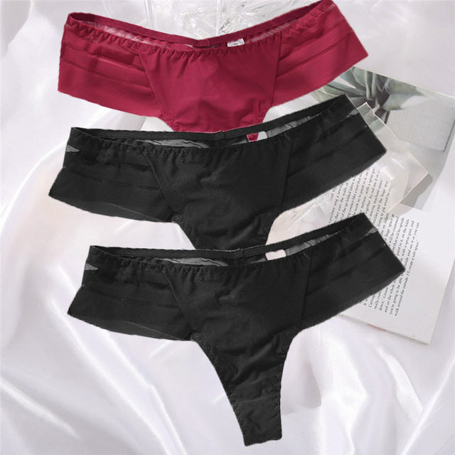 3PCS/Set Perspective G-String Sexy Low Waist Underwear Women See-Through Underpants Girls Intimates Lingerie Women Panties