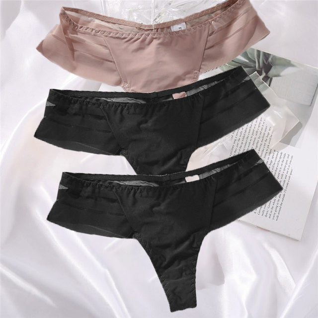 3PCS/Set Perspective G-String Sexy Low Waist Underwear Women See-Through Underpants Girls Intimates Lingerie Women Panties