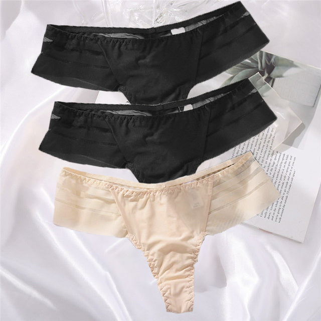 3PCS/Set Perspective G-String Sexy Low Waist Underwear Women See-Through Underpants Girls Intimates Lingerie Women Panties