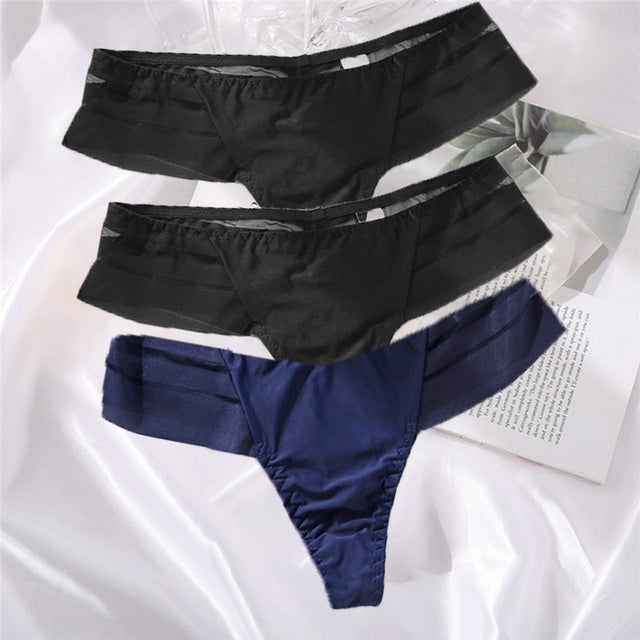 3PCS/Set Perspective G-String Sexy Low Waist Underwear Women See-Through Underpants Girls Intimates Lingerie Women Panties