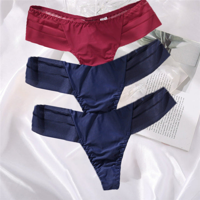 3PCS/Set Perspective G-String Sexy Low Waist Underwear Women See-Through Underpants Girls Intimates Lingerie Women Panties