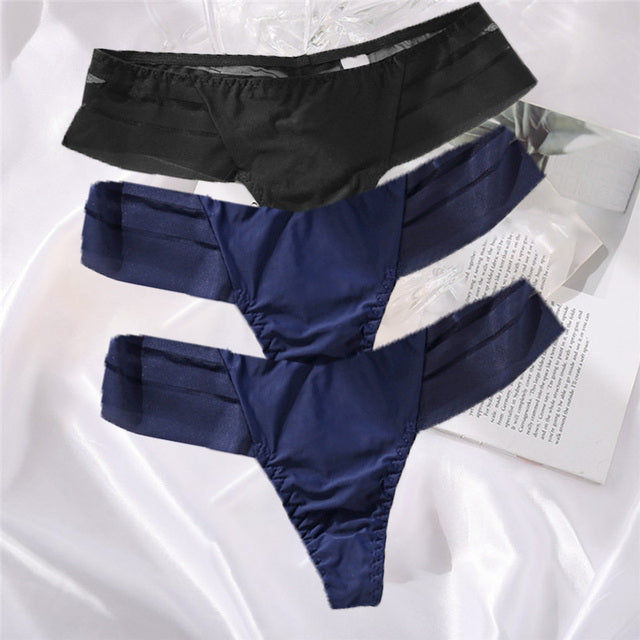 3PCS/Set Perspective G-String Sexy Low Waist Underwear Women See-Through Underpants Girls Intimates Lingerie Women Panties