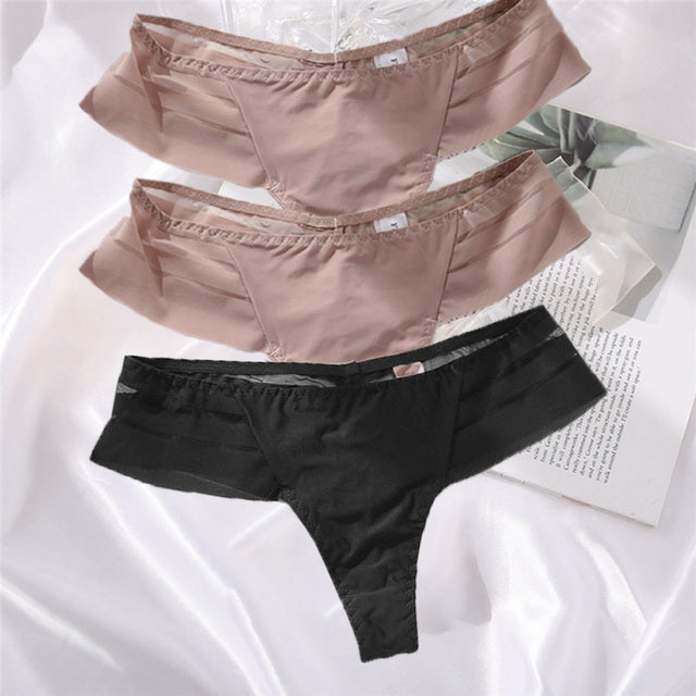 3PCS/Set Perspective G-String Sexy Low Waist Underwear Women See-Through Underpants Girls Intimates Lingerie Women Panties