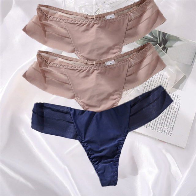 3PCS/Set Perspective G-String Sexy Low Waist Underwear Women See-Through Underpants Girls Intimates Lingerie Women Panties