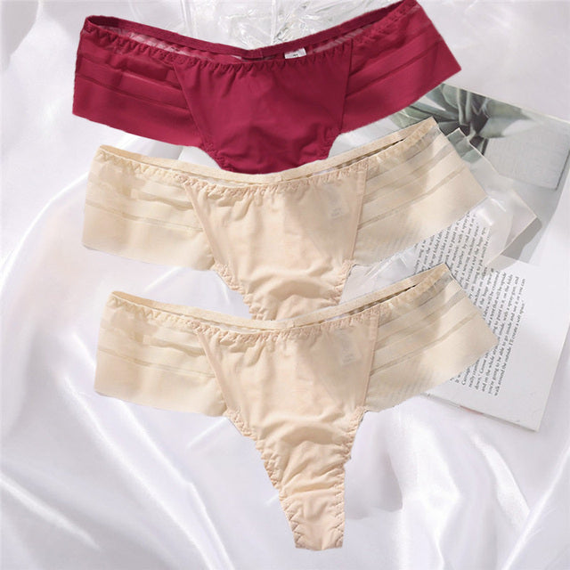 3PCS/Set Perspective G-String Sexy Low Waist Underwear Women See-Through Underpants Girls Intimates Lingerie Women Panties